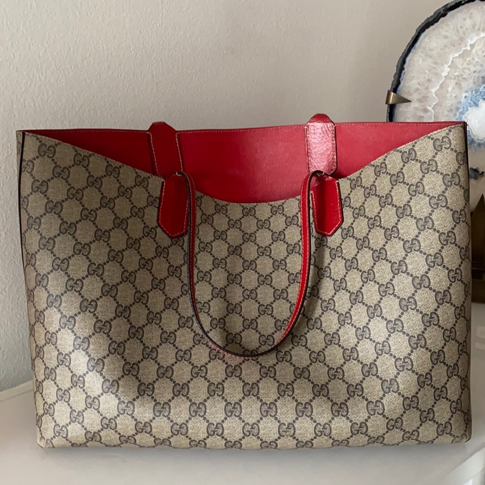 Reversible Tote GG Print Leather Small